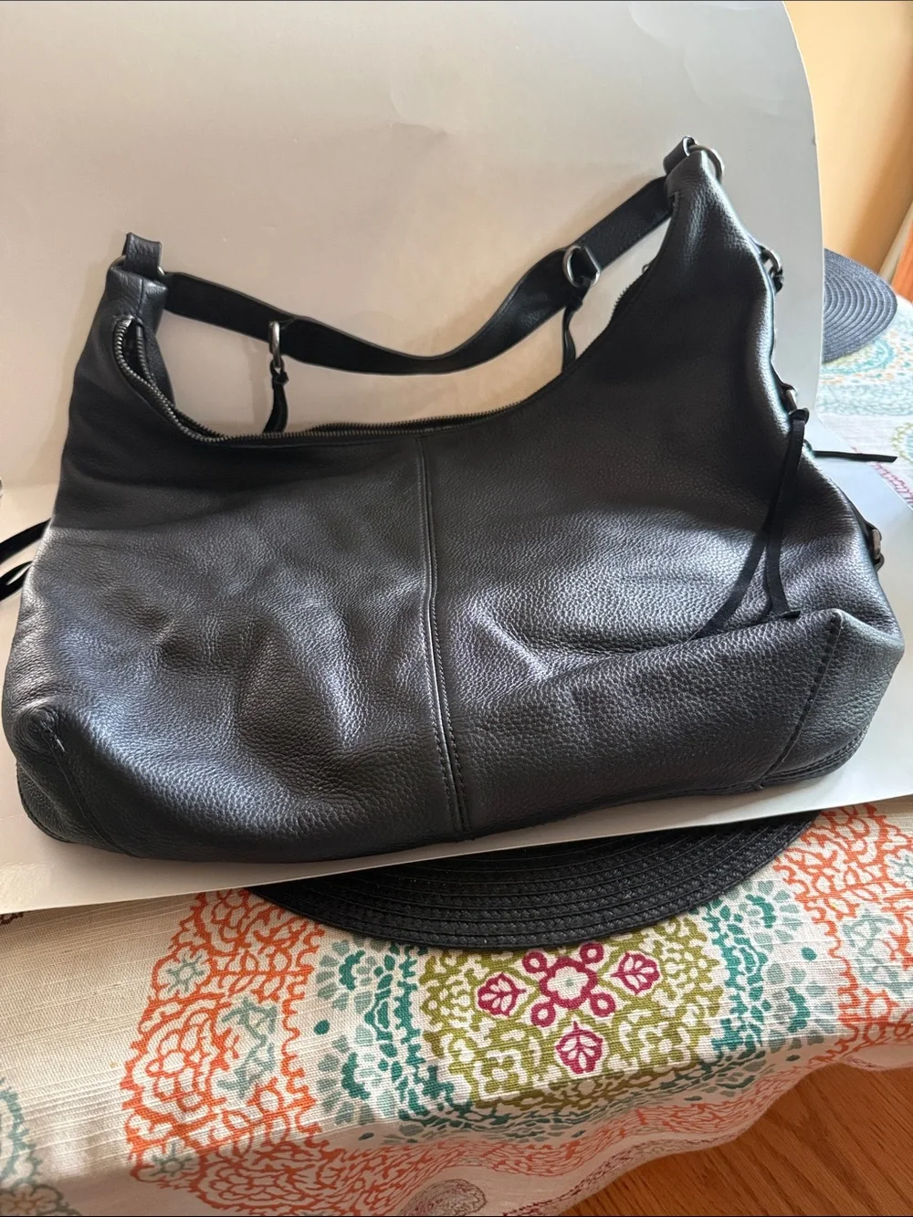 Lucky Brand Black Leather Hobo Shoulder Bag